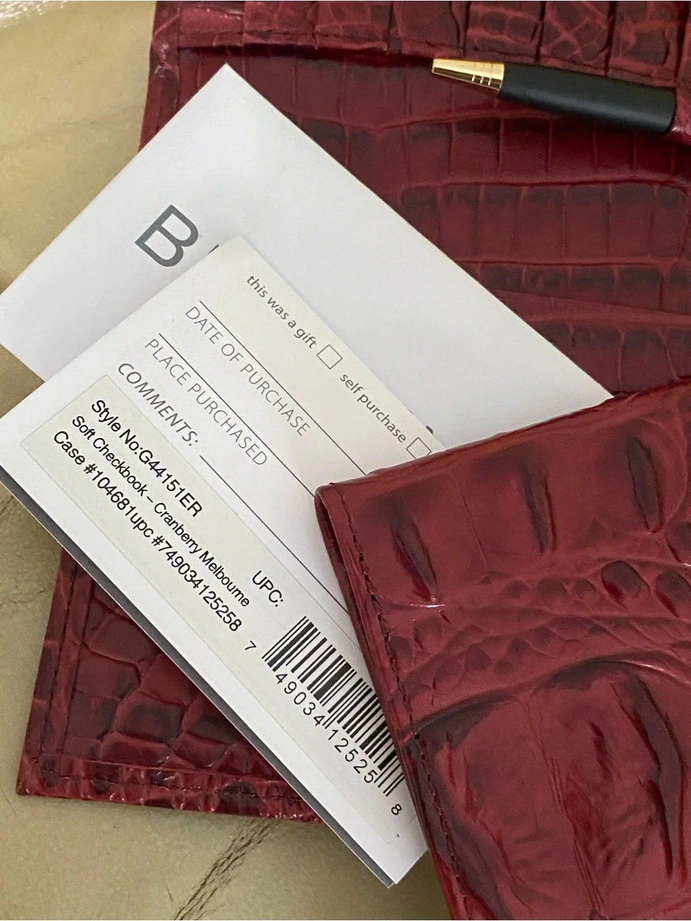 LKNW Vintage Brahmin Cranberry Leather Checkbook Wallet Wine Burgundy Melbourne